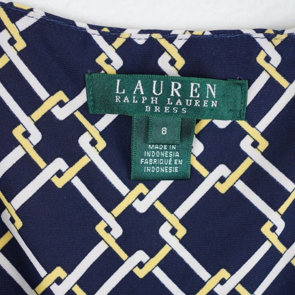 Lauren Ralph Lauren Womens Navy Geometric Corpcore Professional Midi Dress - Picture 3 of 8